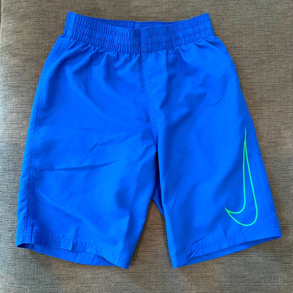 Nike Swim Shorts (Blue w/ Green Swoosh) Size Medium (Youth)